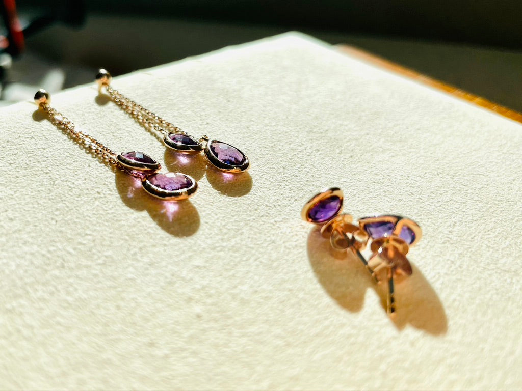 Cocktail Amethyst Drop Chain Ring