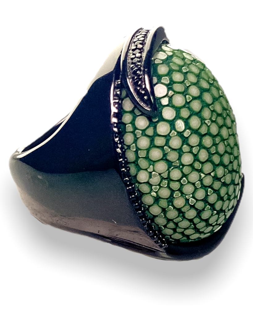 green leather Ring  