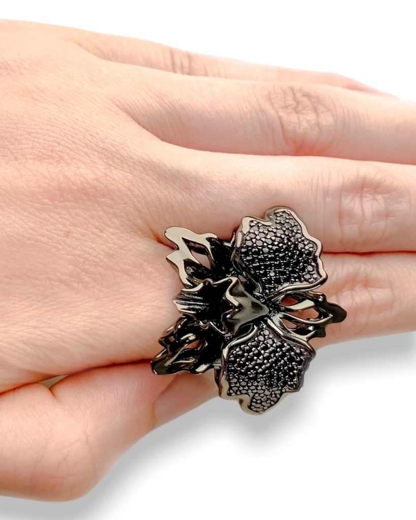Butterfly Obsidian Ring