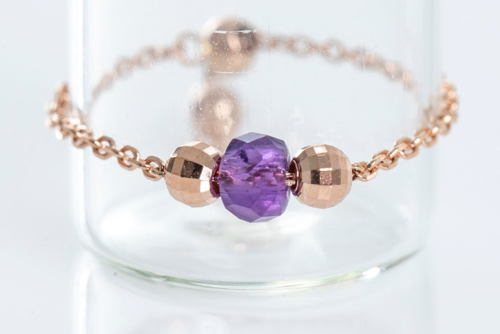 women jewelry-Bead Amethyst Rose Chain Ring-Chatoyant
