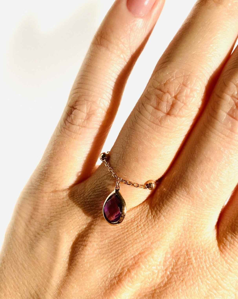  Chain Ring with Amethyst