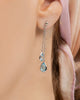Women's Earrings - Women's Jewelry- Cocktail Blue Topaz Drop Chain Earrings
