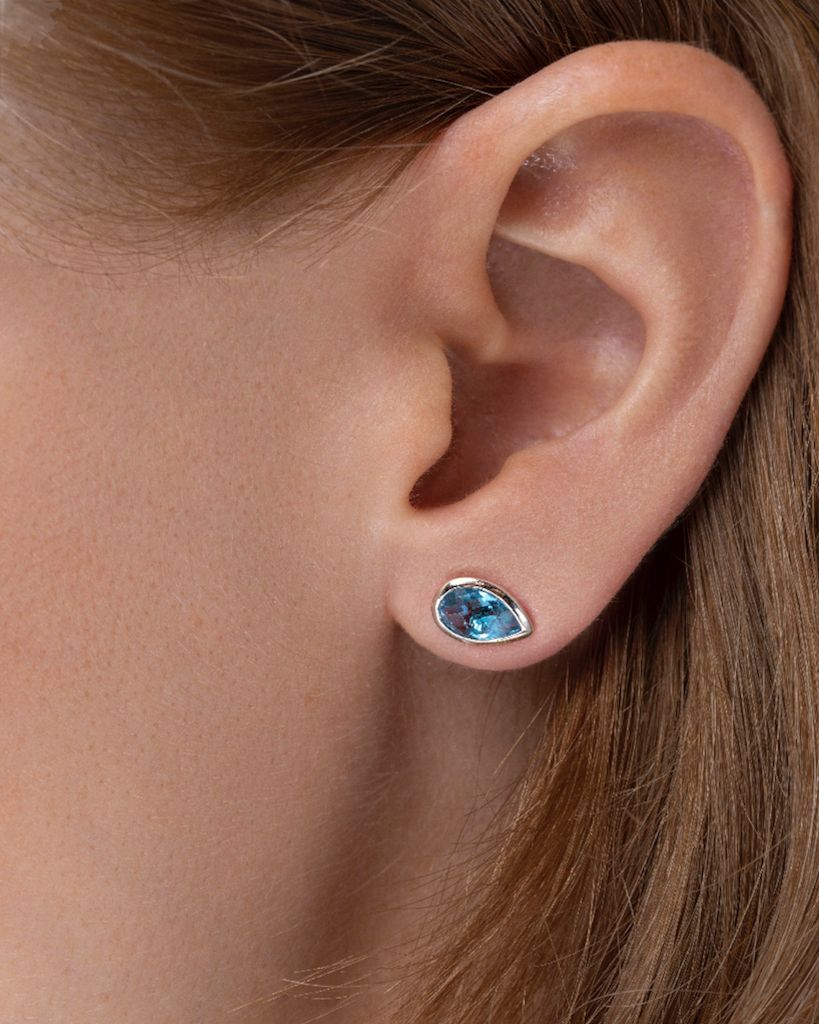 Women's Earrings - Women's Jewelry- Cocktail Blue Topaz Drop Studs
