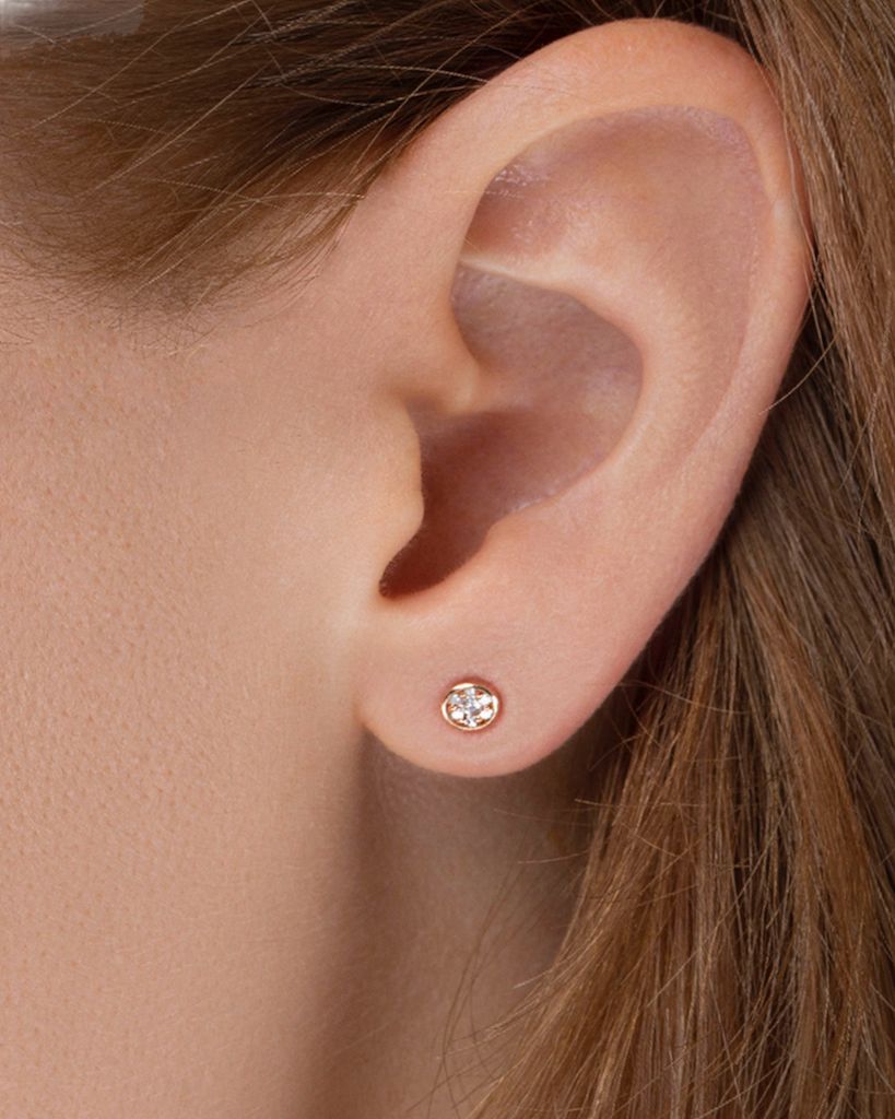 Women's Earrings - Women's Jewelry- Diamond Filed Rose Studs