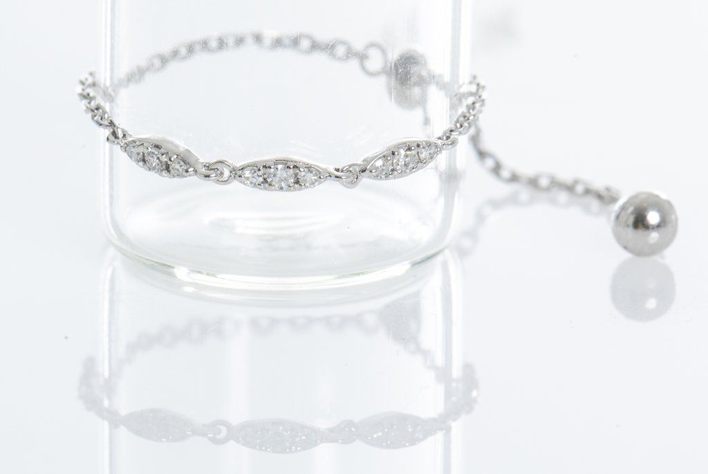 Women's Chain Ring - Women's Jewelry- Diamond Seeds White Chain Ring