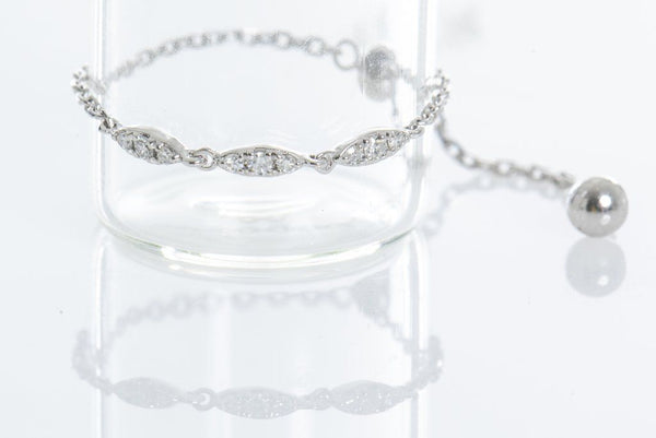 Women's Chain Ring - Women's Jewelry- Diamond Seeds White Chain Ring