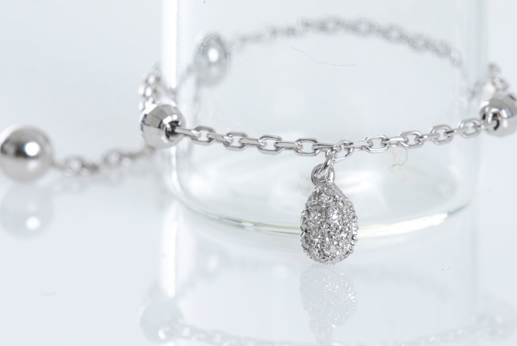Women's Jewelry-Diamond-Tear-White-Chain-Ring