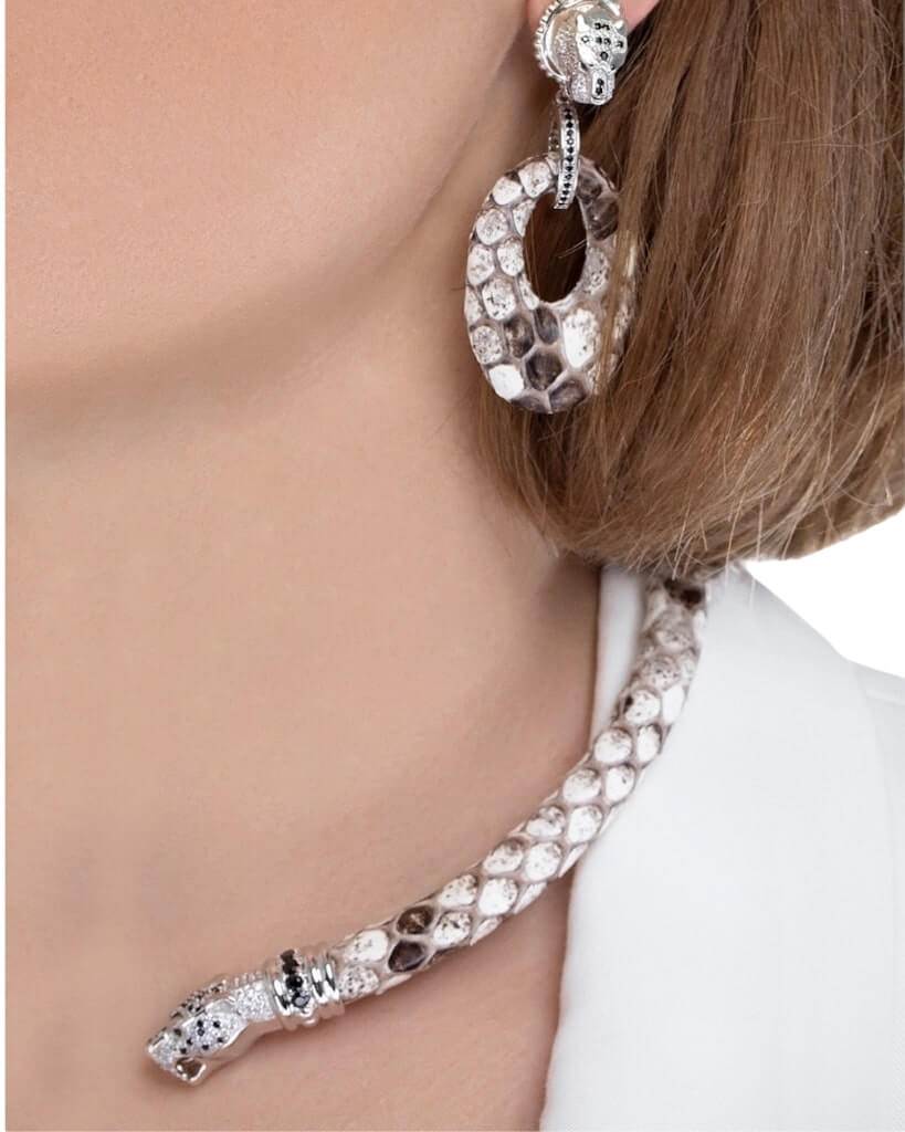 leather leopard earrings with lepard choker'