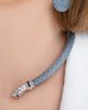 Grey leather choker with leopard