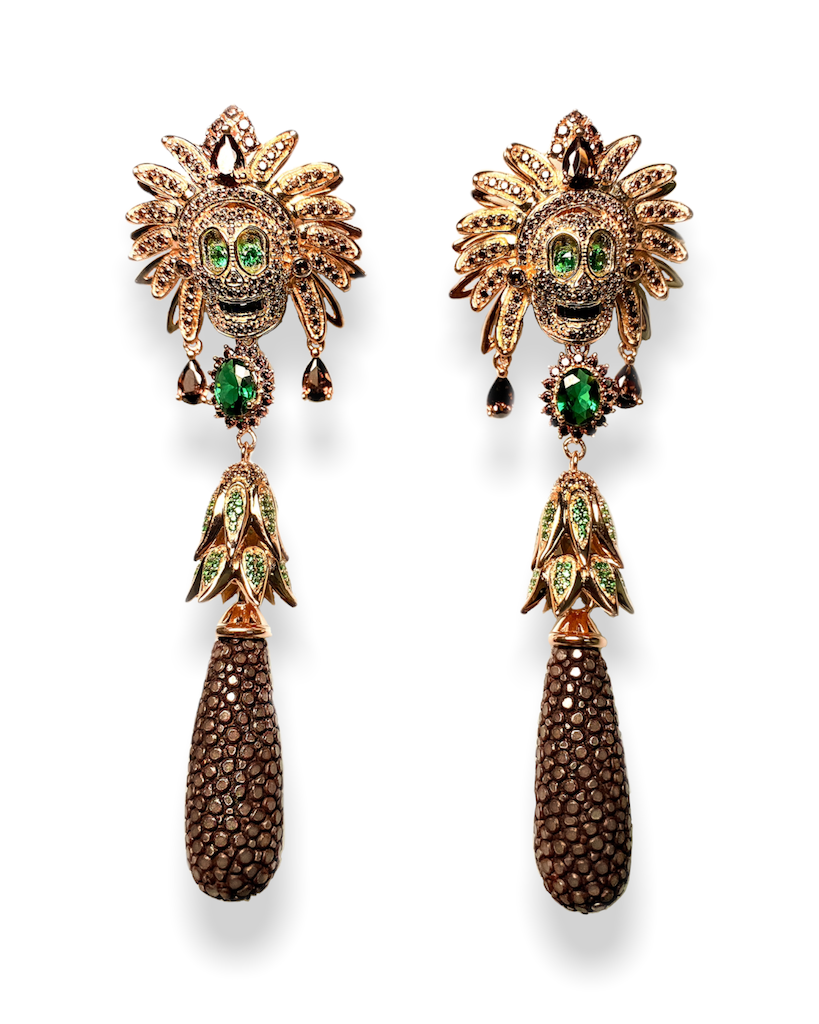 golden skull earrings
