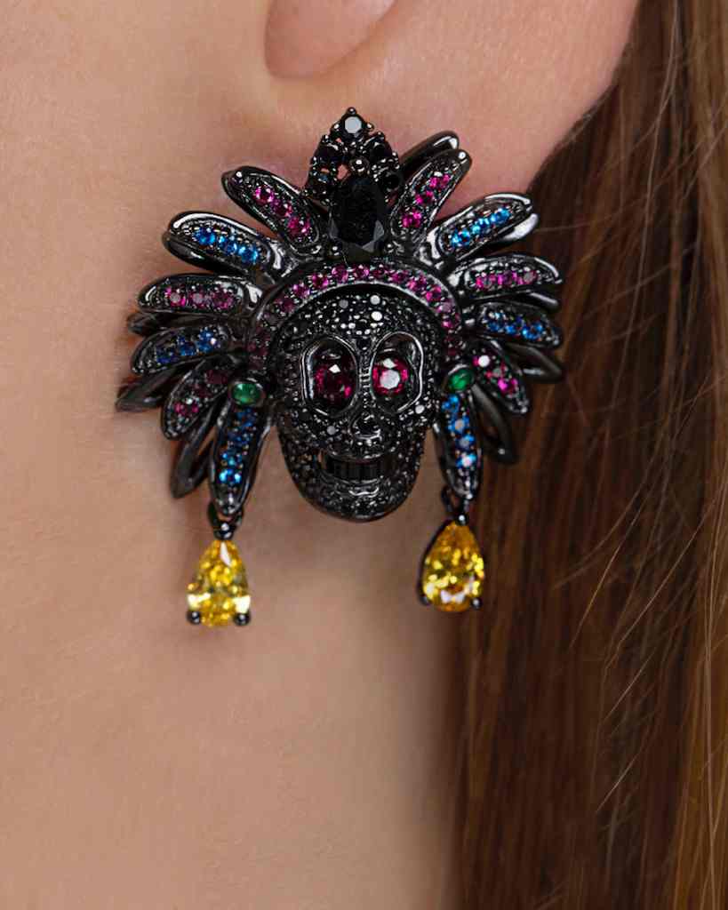 Modular earrings Dia De Los Muertos