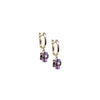amethyst and red cognac diamonds, solid gold earrings