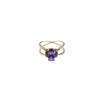 amethyst and red cognac diamond ring, set in solid gold