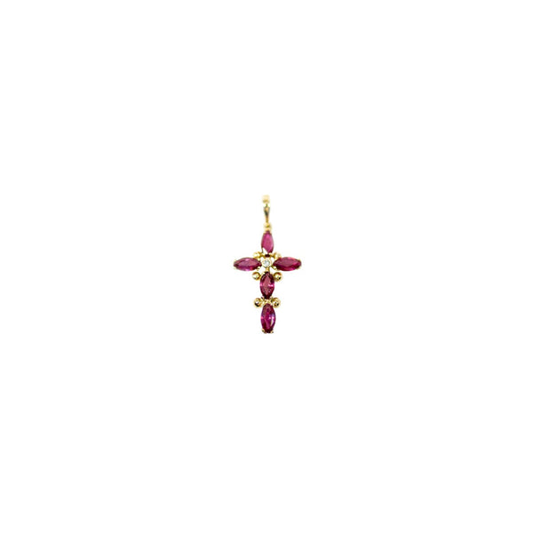 rubies and diamond gold cross pendant