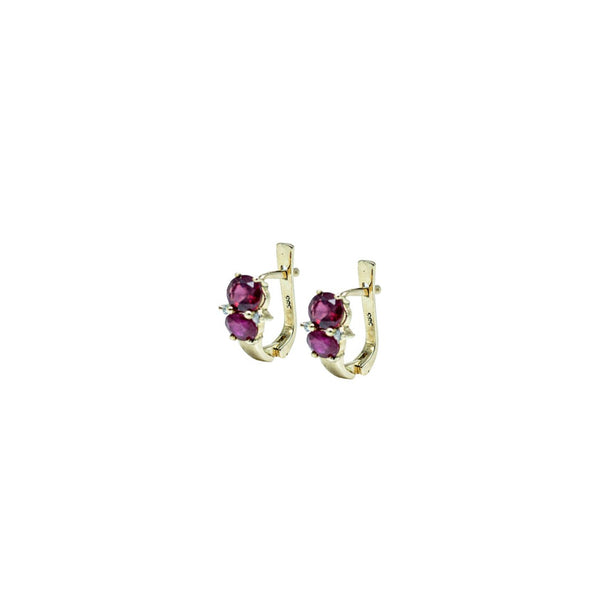 rubies and diamonds solid gold earrings