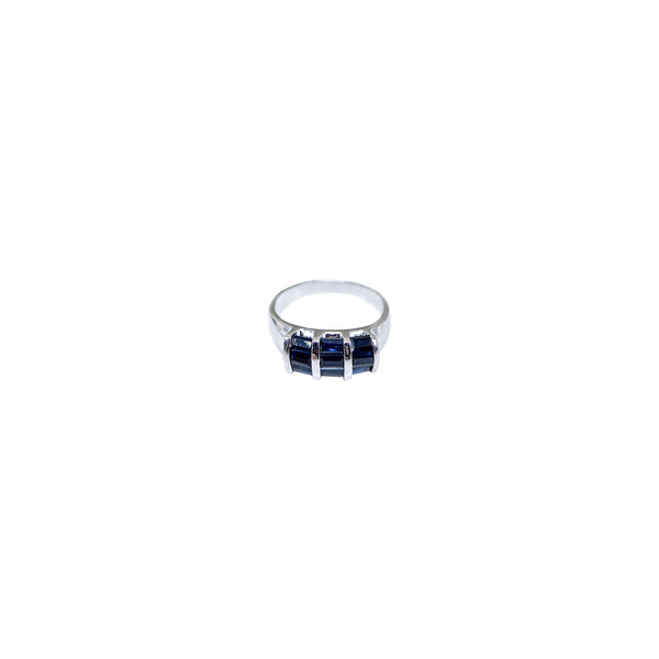 triple sapphire 14k solid gold ring